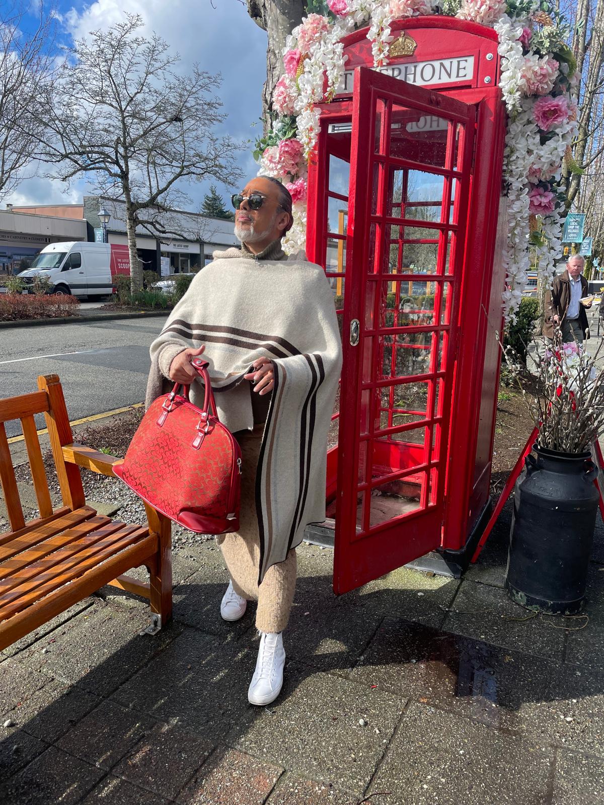 Street style — camel cape & crimson