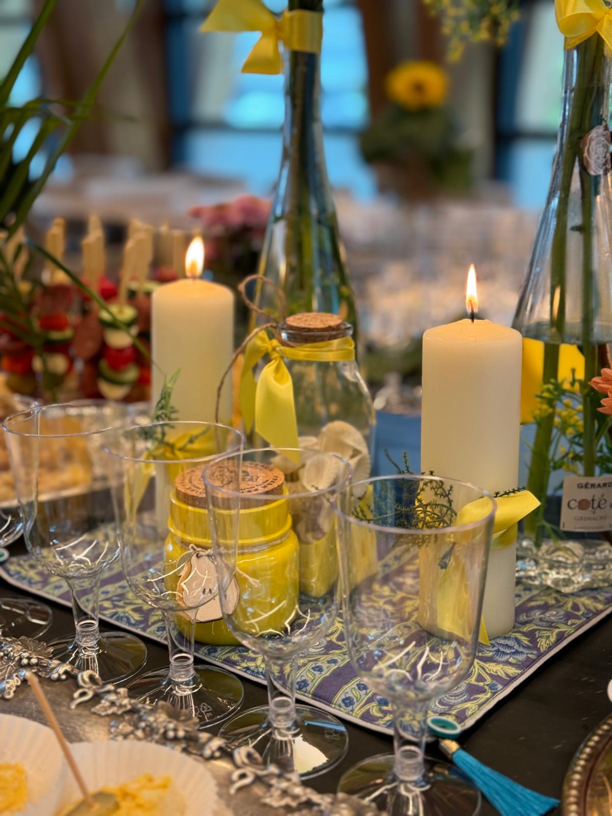Event table — yellow ribbons & candlelight